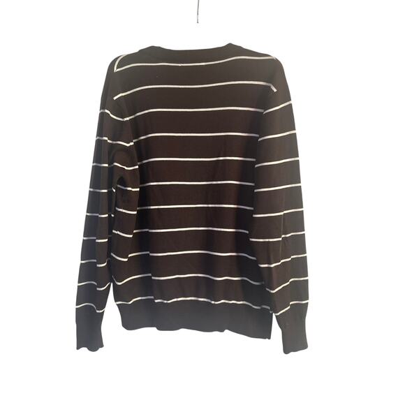 GUC Members Property Brown Stripe Men's Cardigan Sweater Button Front Size Lg - Picture 3 of 6